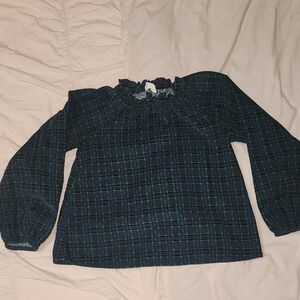 Crewcuts Girl's Green Plaid Long Sleeve Top